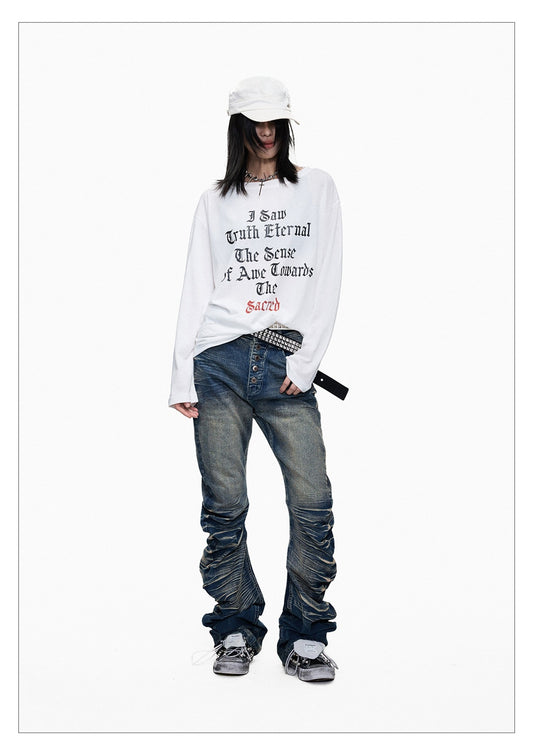 Blue Washed Whisker Cut Skinny Jeans