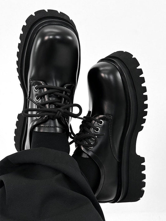 Round Toe Chunky Sole PU Leather Shoes