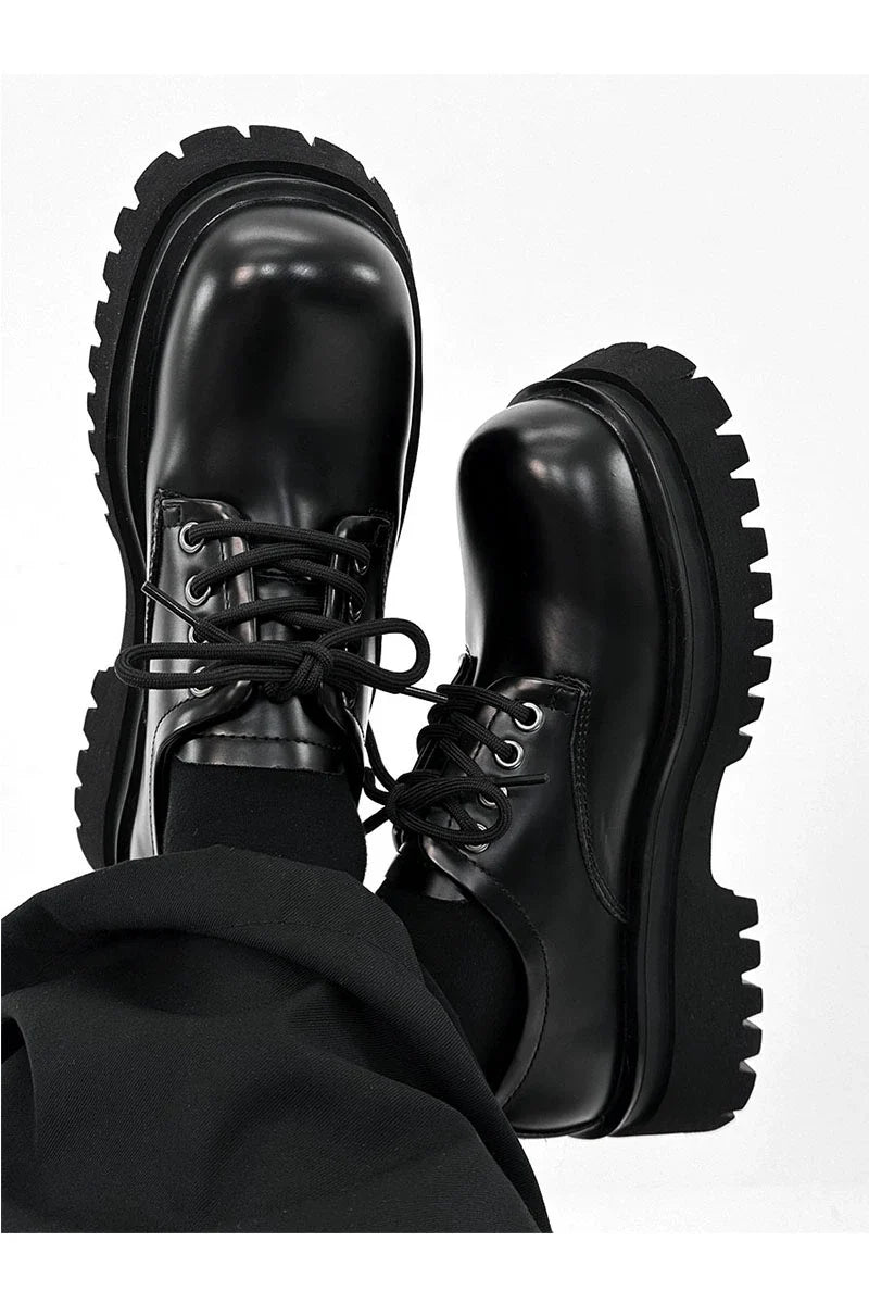 Chunky Black Platform Derby Shoes