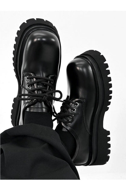 Chunky Black Platform Derby Shoes