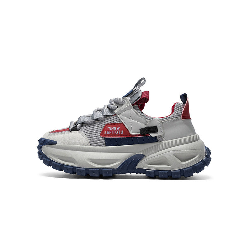 Color Block Tire Sole Chunky Sole Lace-Up Sneakers