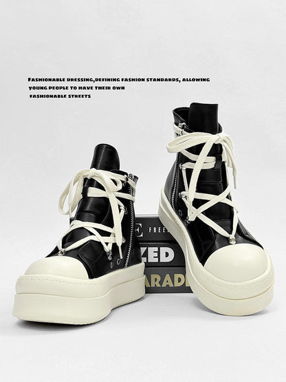 Rope Lace High-Top Chunky Sole Boots