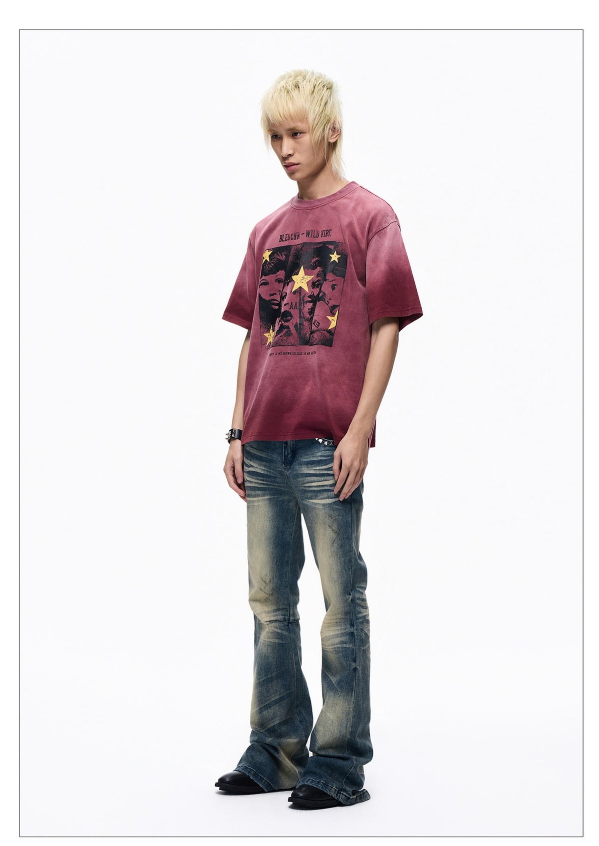 Washed Patchwork Skinny Slim Fit Jeans