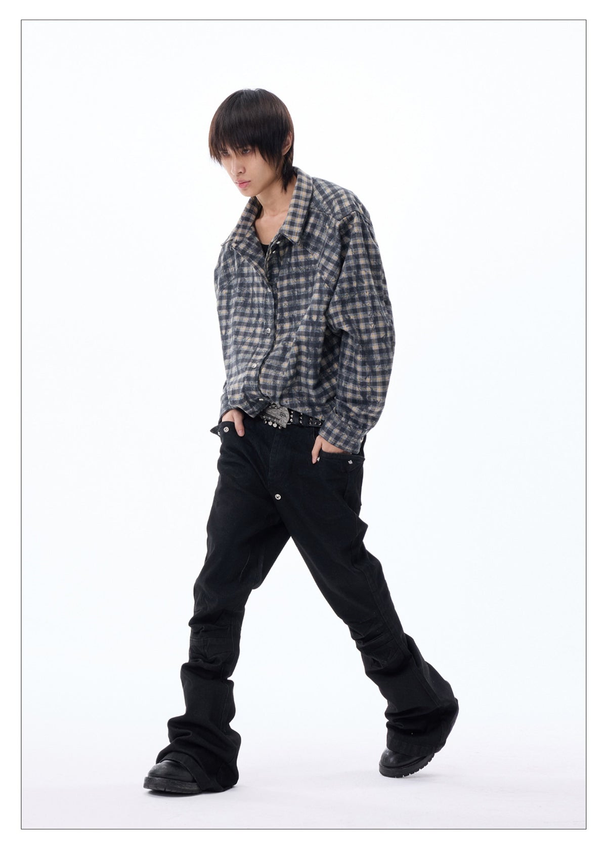 Patchwork Texture Check Shirt