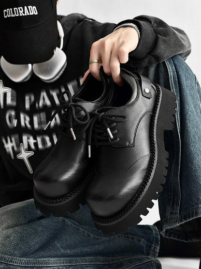 Chunky Platform Round Toe Lace-Up Shoes