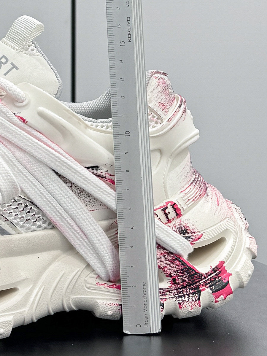 Paint Mesh Rope Lace Chunky Sole Sneakers