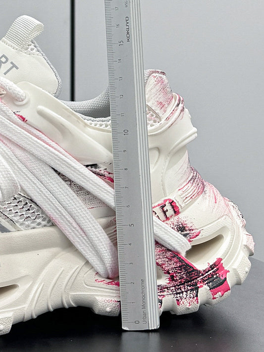 Paint Mesh Rope Lace Chunky Sole Sneakers
