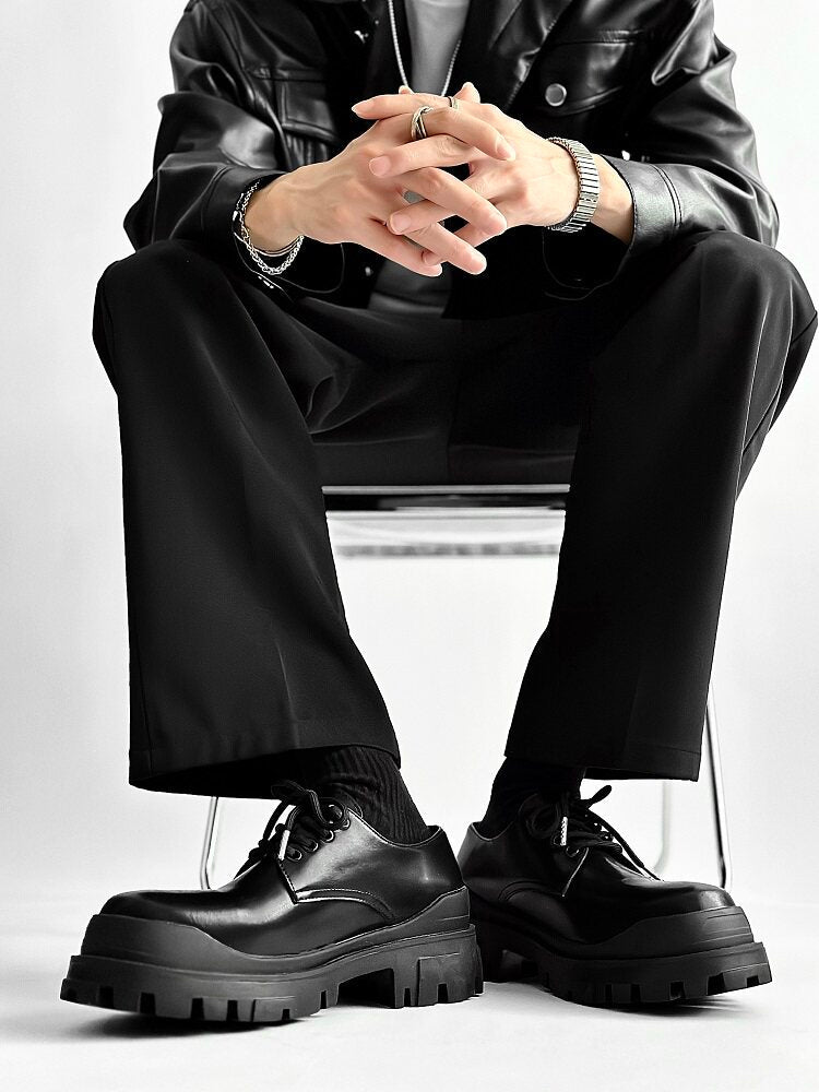 Lace Up Thick Sole Plain Shoes