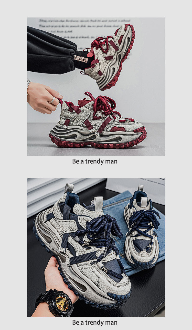 Washed Finish Platform Chunky Sneakers