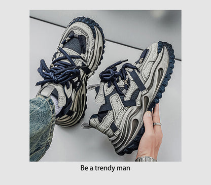 Washed Finish Platform Chunky Sneakers