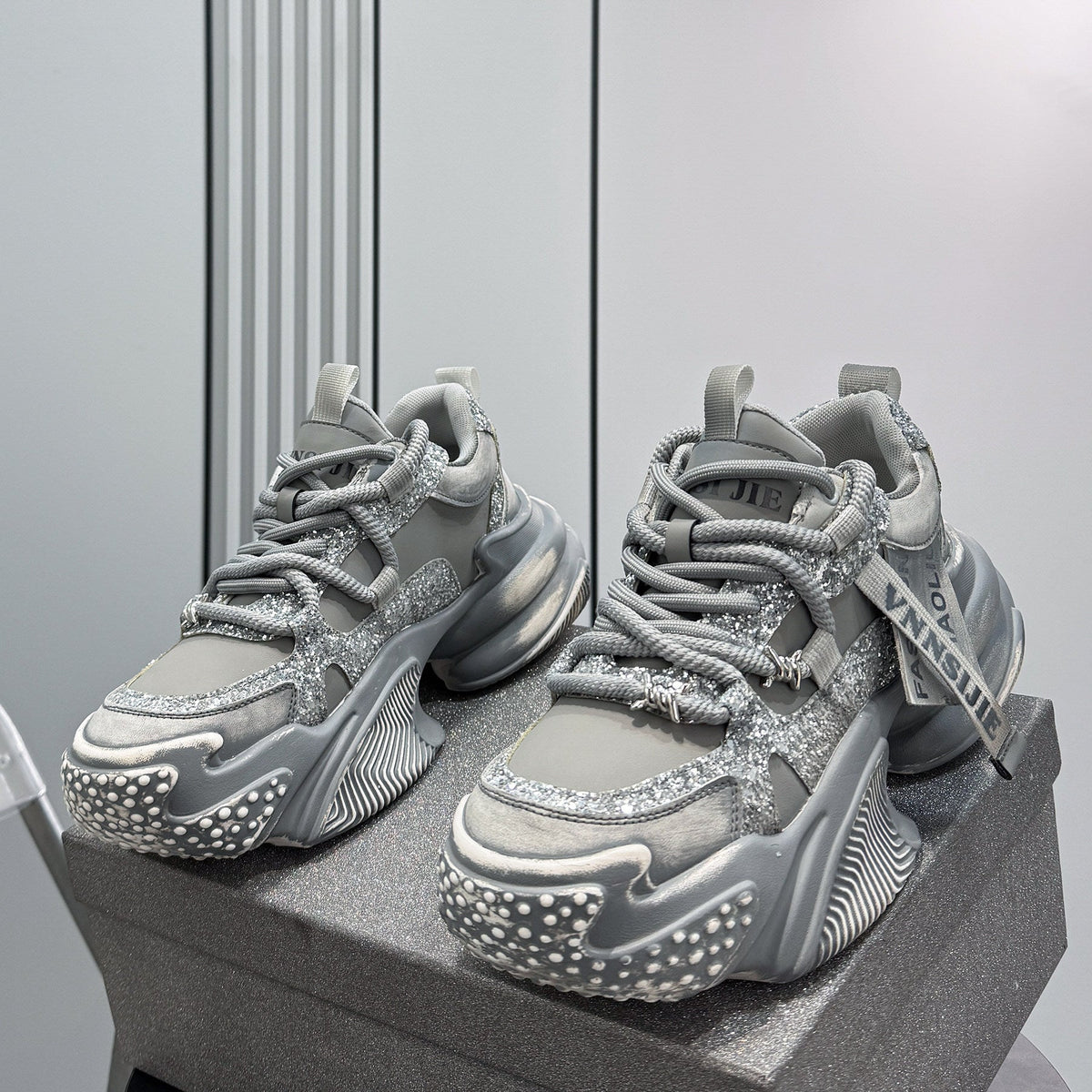 Glitter Strap Metallic Air Sole Sneakers