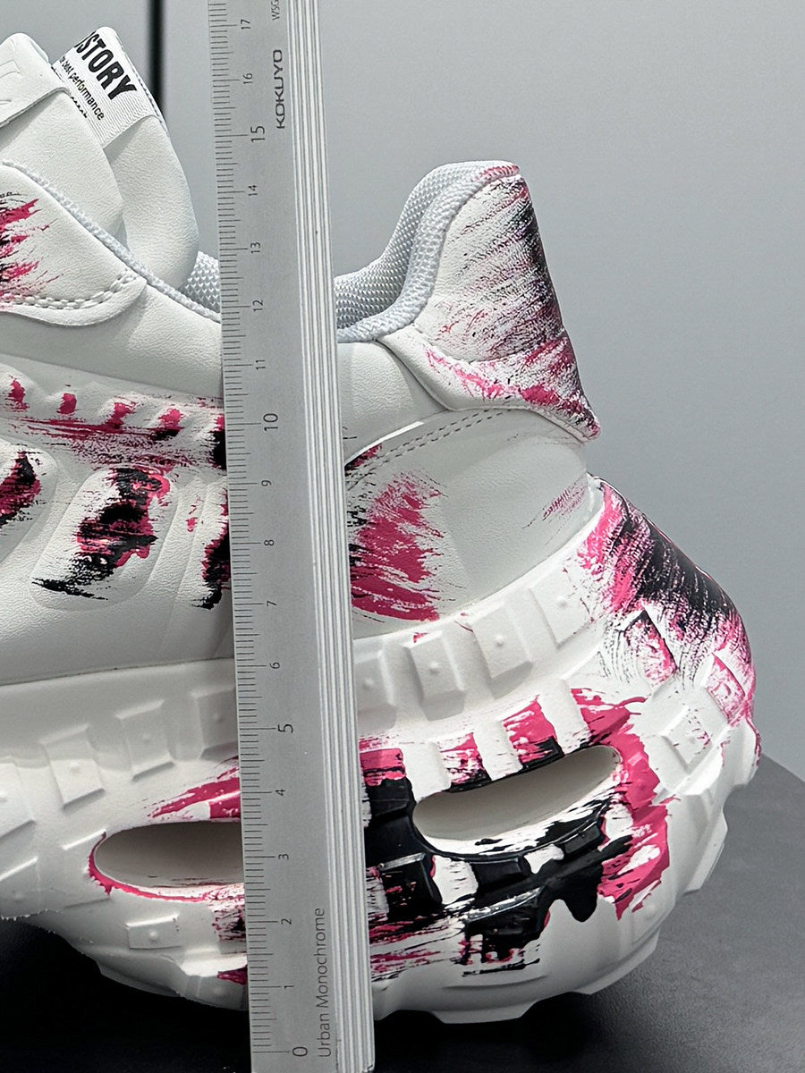 Paint Graffiti Print Chunky Sole Sneakers