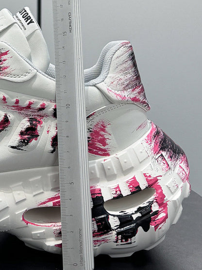 Paint Graffiti Print Chunky Sole Sneakers