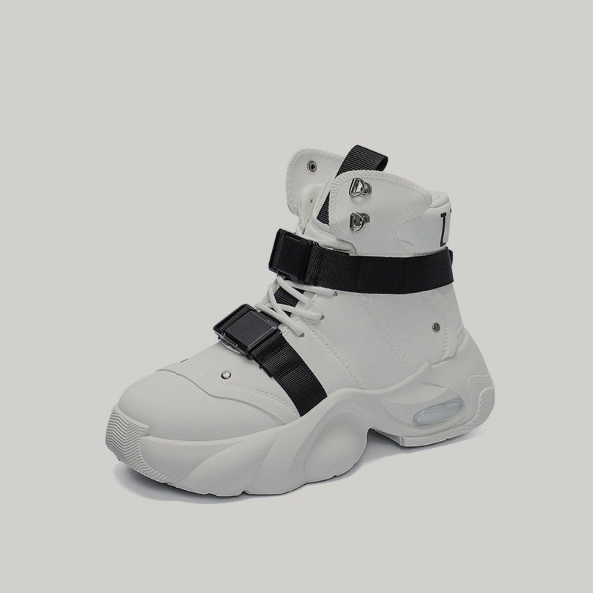 High-Top Platform Buckle Strap Sneaker Boots