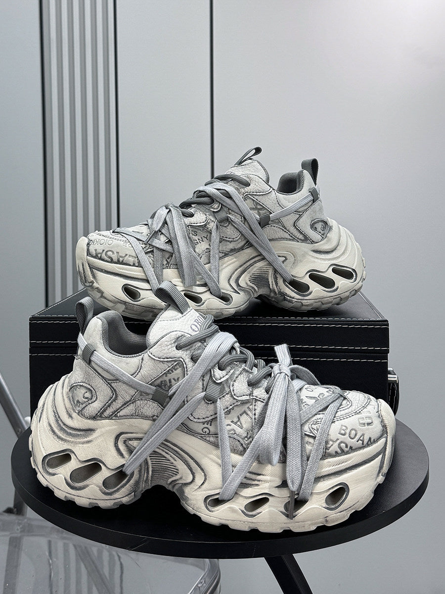 Damage Panel Chunky Sole Sneakers WN24592