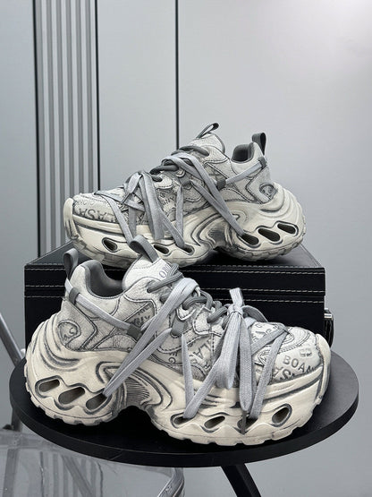 Damage Panel Chunky Sole Sneakers WN24592