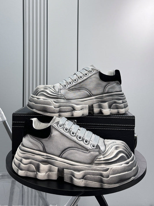 Washed Platform Chunky Sole Sneakers