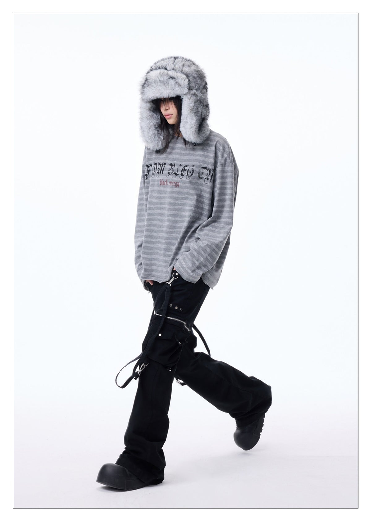 Flare Solid Color Studded Cargo Pants