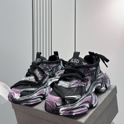 Paint Splash Air Sole Chunky Sole Sneakers