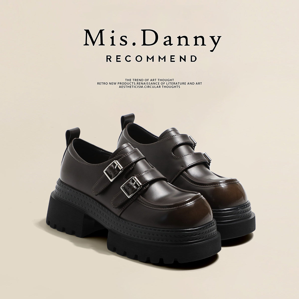 Double Metal Buckle Thick Sole Platform Loafers