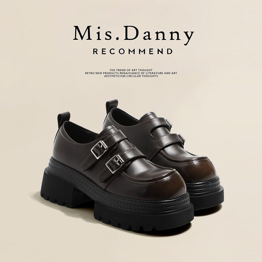 Double Metal Buckle Thick Sole Platform Loafers