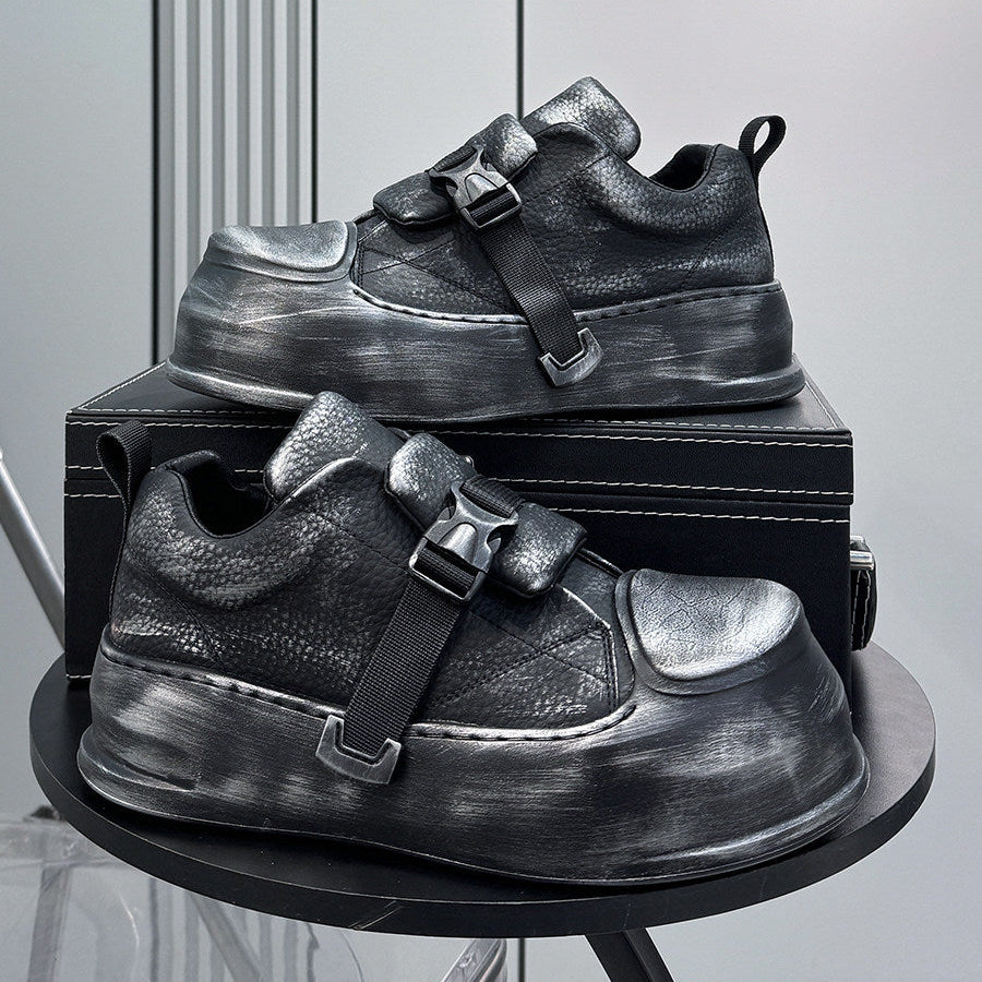 Platform Square Toe Buckle Strap Sneakers