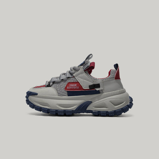 Color Block Tire Sole Chunky Sole Lace-Up Sneakers