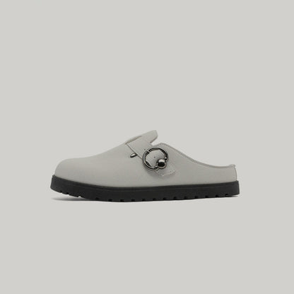 Metal Ring Strap Slip-On Mules