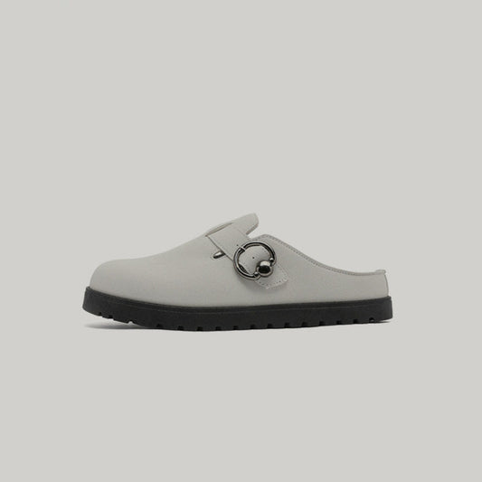 Metal Ring Strap Slip-On Mules