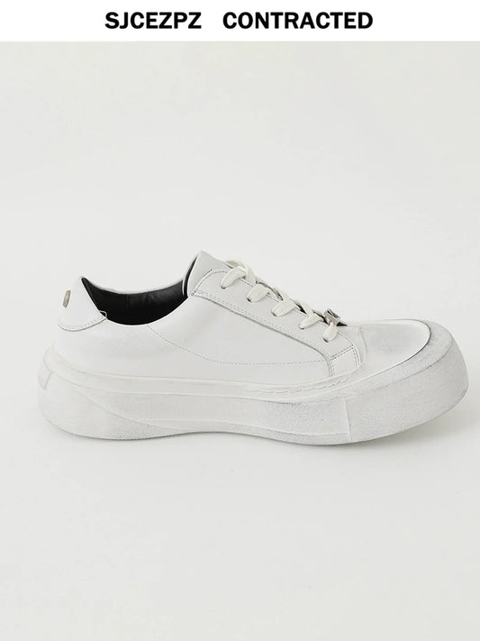 Thick Sole Lace-Up PU Leather Shoes