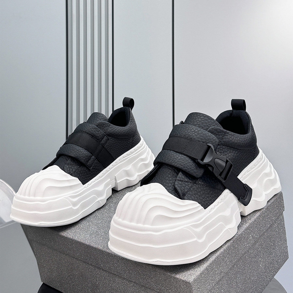 Strap Buckle Platform Chunky Sole Sneakers