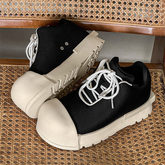 Chunky Shell Toe Platform Lace-Up Sneakers