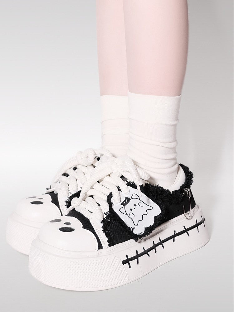 Ghost Flag Canvas Platform Shoes