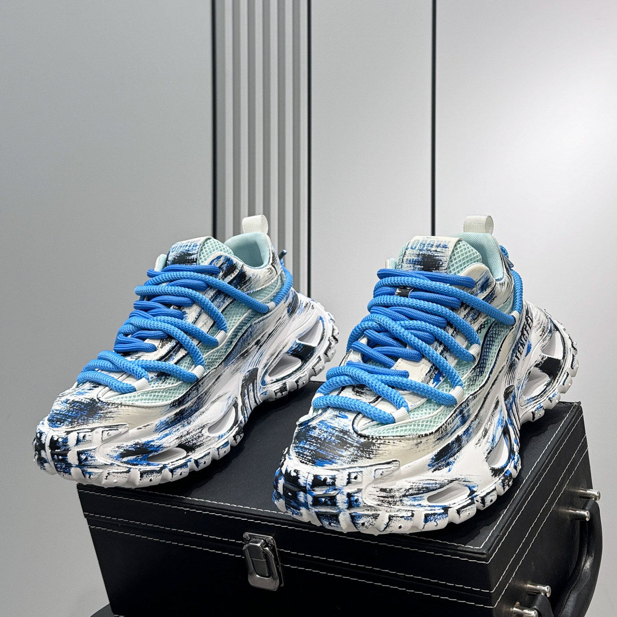 Paint Splash Mesh Chunky Sole Sneakers