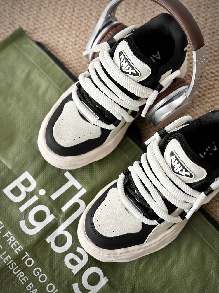 Chunky Multi-Layer Platform Lace-Up Sneakers