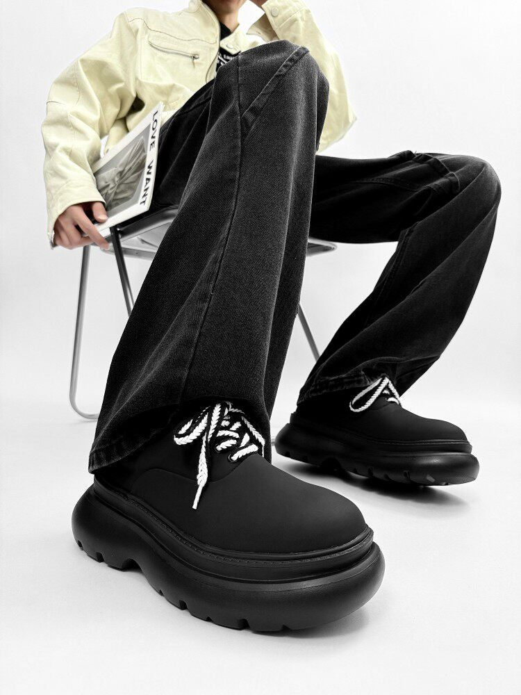 Chunky Platform Round Toe Lace-Up Shoes