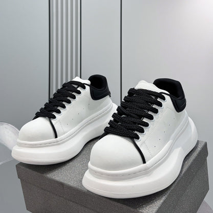 Round-Toe Platform Lace-Up Sneakers
