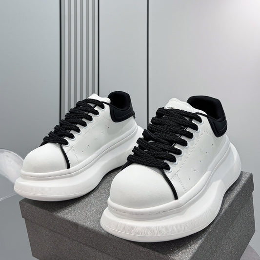 Round-Toe Platform Lace-Up Sneakers