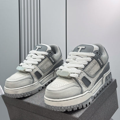 Platform Patchwork Lace-Up Sneakers