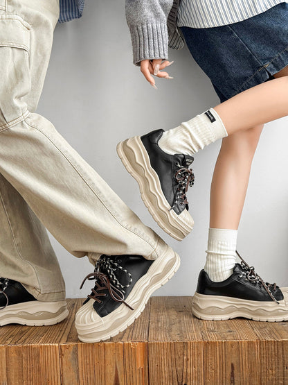 Chunky Shell Toe Platform Lace-Up Sneakers