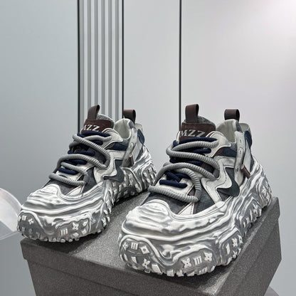 Strap Washed Platform Chunky Sole Sneaker