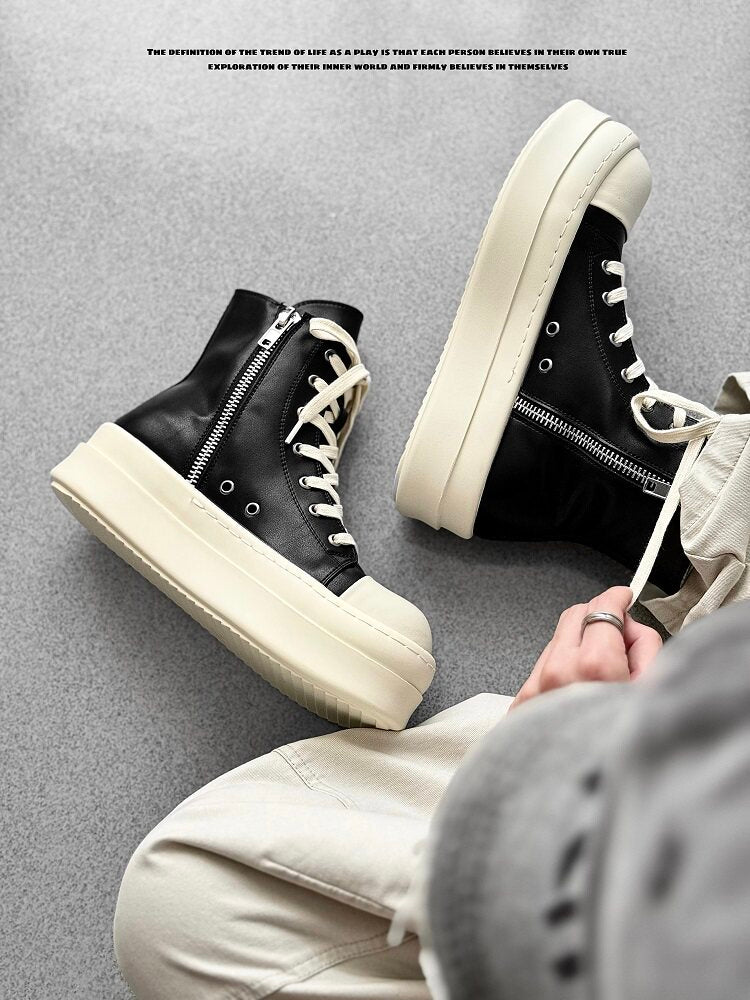 Lace Up Side Zipper Thick Sole Short Boots