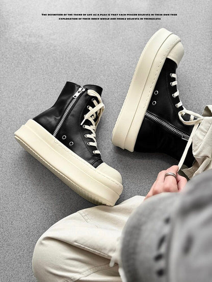 Lace Up Side Zipper Thick Sole Short Boots
