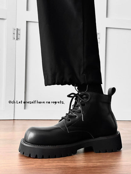 Chunky Lug Sole Platform Lace-Up Boots