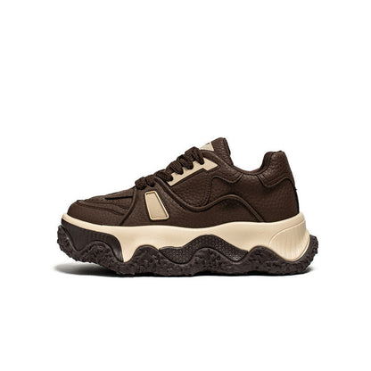 Textured Panel Chunky Lace-Up Sneakers