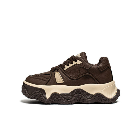 Textured Panel Chunky Lace-Up Sneakers