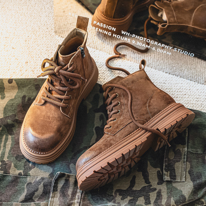 Chunky Lug Sole Platform Lace-Up Boots