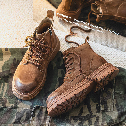 Chunky Lug Sole Platform Lace-Up Boots