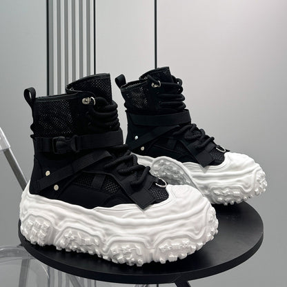Mesh Strap Buckle Platform Sneaker Boots