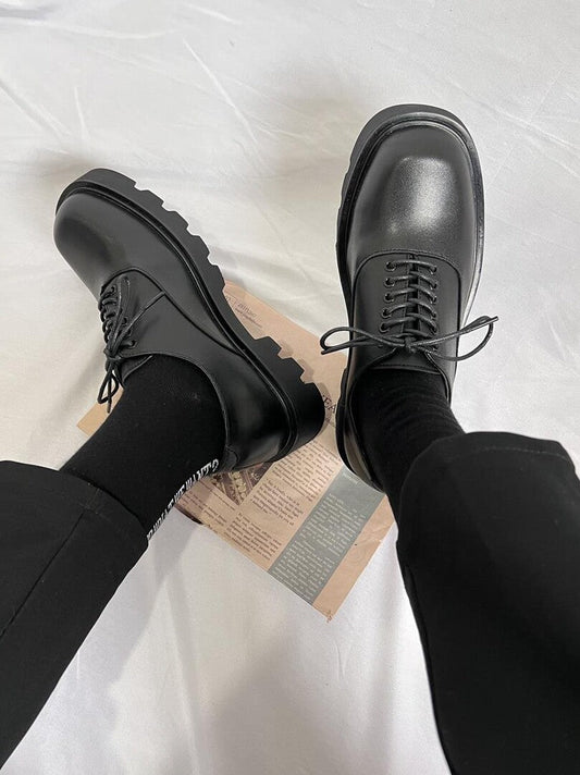 Lace Up Thick Sole Classic Round Toe Shoes